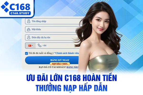 Ưu đãi lớn C168 hoàn tiền thưởng nạp hấp dẫn